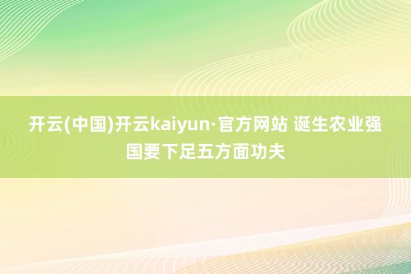 开云(中国)开云kaiyun·官方网站 诞生农业强国要下足五方面功夫