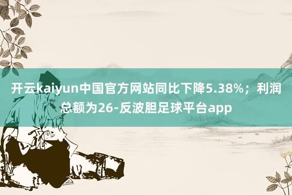 开云kaiyun中国官方网站同比下降5.38%；利润总额为26-反波胆足球平台app