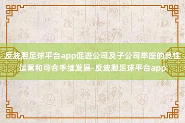 反波胆足球平台app促进公司及子公司举座的良性运营和可合手续发展-反波胆足球平台app