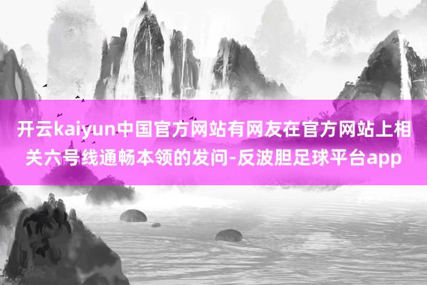 开云kaiyun中国官方网站有网友在官方网站上相关六号线通畅本领的发问-反波胆足球平台app