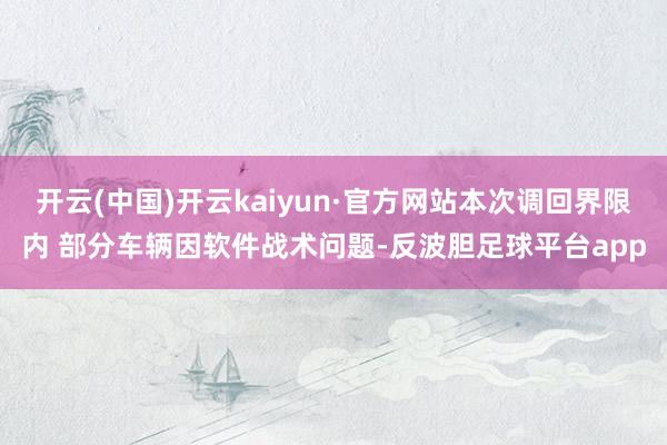 开云(中国)开云kaiyun·官方网站本次调回界限内 部分车辆因软件战术问题-反波胆足球平台app