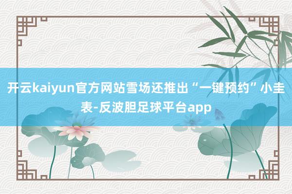 开云kaiyun官方网站雪场还推出“一键预约”小圭表-反波胆足球平台app