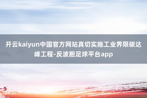 开云kaiyun中国官方网站真切实施工业界限碳达峰工程-反波胆足球平台app